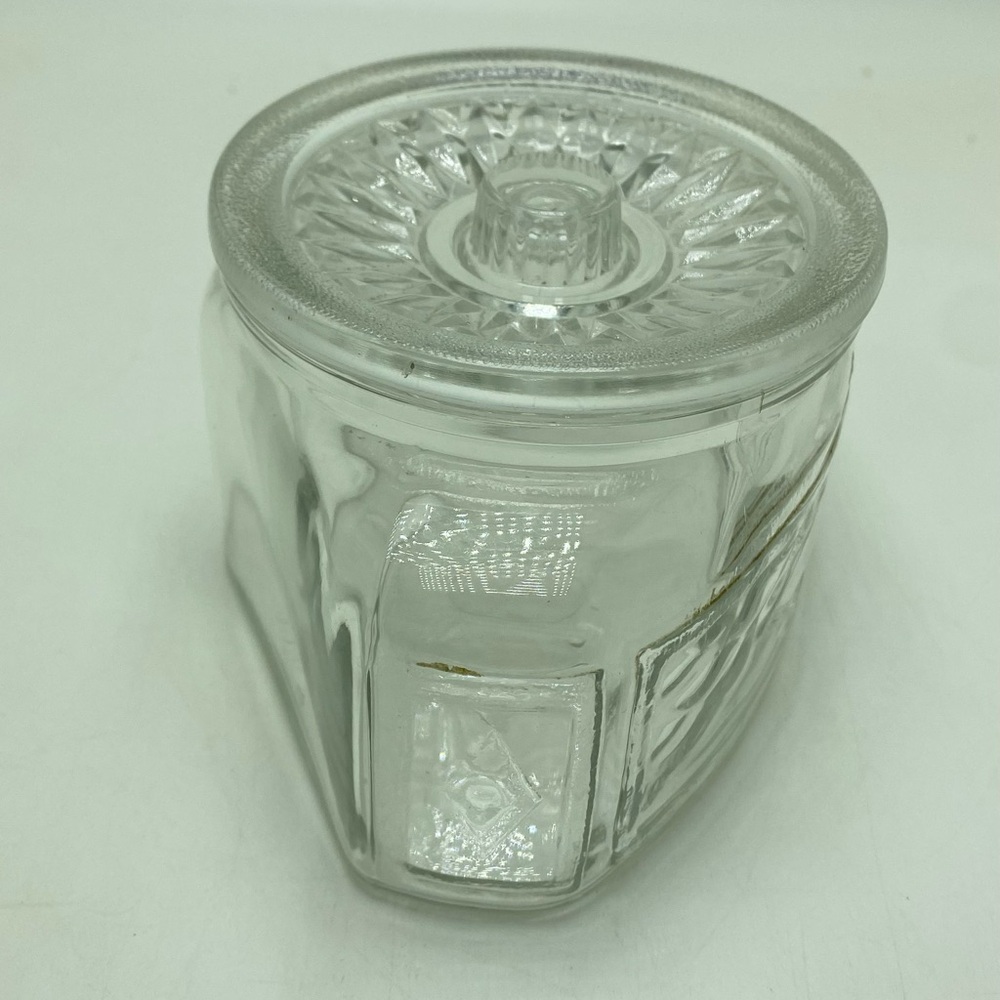Vintage Spurlock Kontanerette Triangle Glass Jar